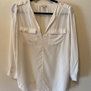 Elegant Cream Silk  Women's Blouse